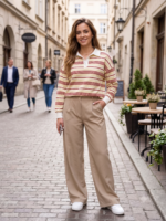 Bluza w paski z kołnierzykiem - obrazek 2