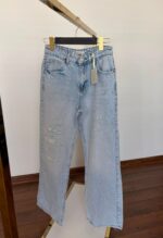 Jeansy wide leg z przetarciami i8 Love - obrazek 2