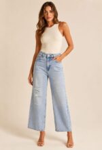 Jeansy wide leg z przetarciami i8 Love